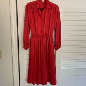 Halston III red satin midi length dress